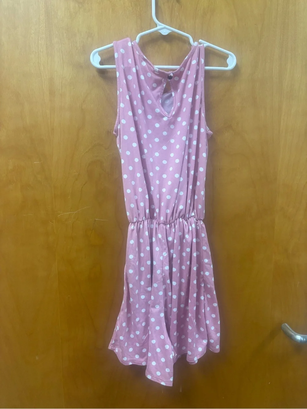 Girls Pink Polka Dot Tie-Waist romper